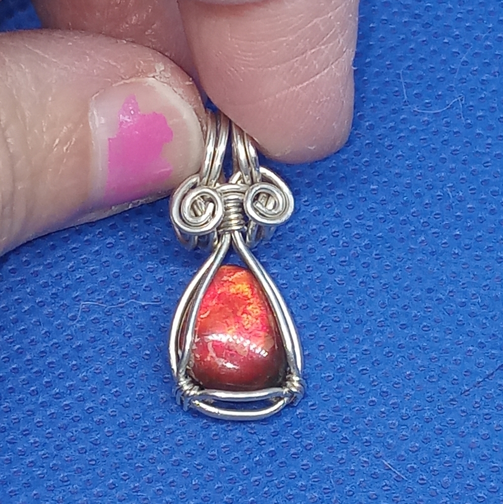 Handmade ammolite pendant charm